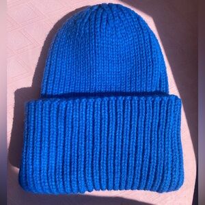 Dressed in LALA Grunge Chic Beanie in Royal Blue- thick chunky knit hat